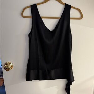 Theory Black V-Neck Silk Blouse Top